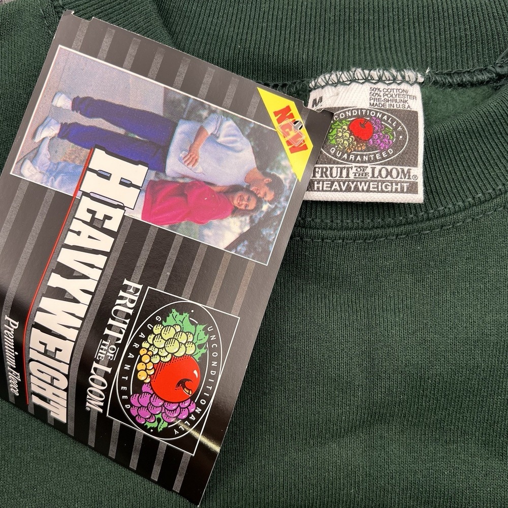 Vintage 90's FRUIT OF THE LOOM Blank Fleece Lined Crew Neck Sweater Medium NWT - Picture 3 of 5